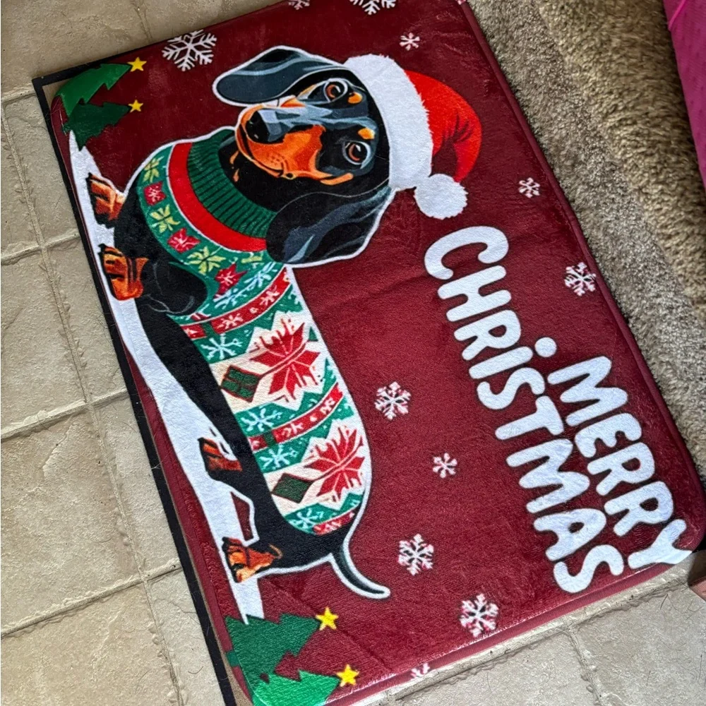 {NEW} Festive Dachshund Christmas Doormat - Non-Slip Soft Indoor/Outdoor